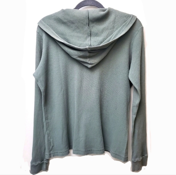 Prairie Cotton Seafoam Green Hooded 100% Cotton Henley Size S-M Made in … - Picture 5 of 9
